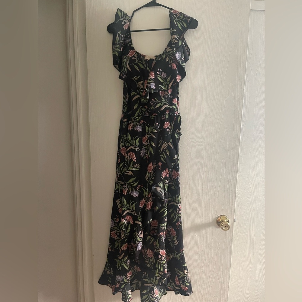 Long black floral dress